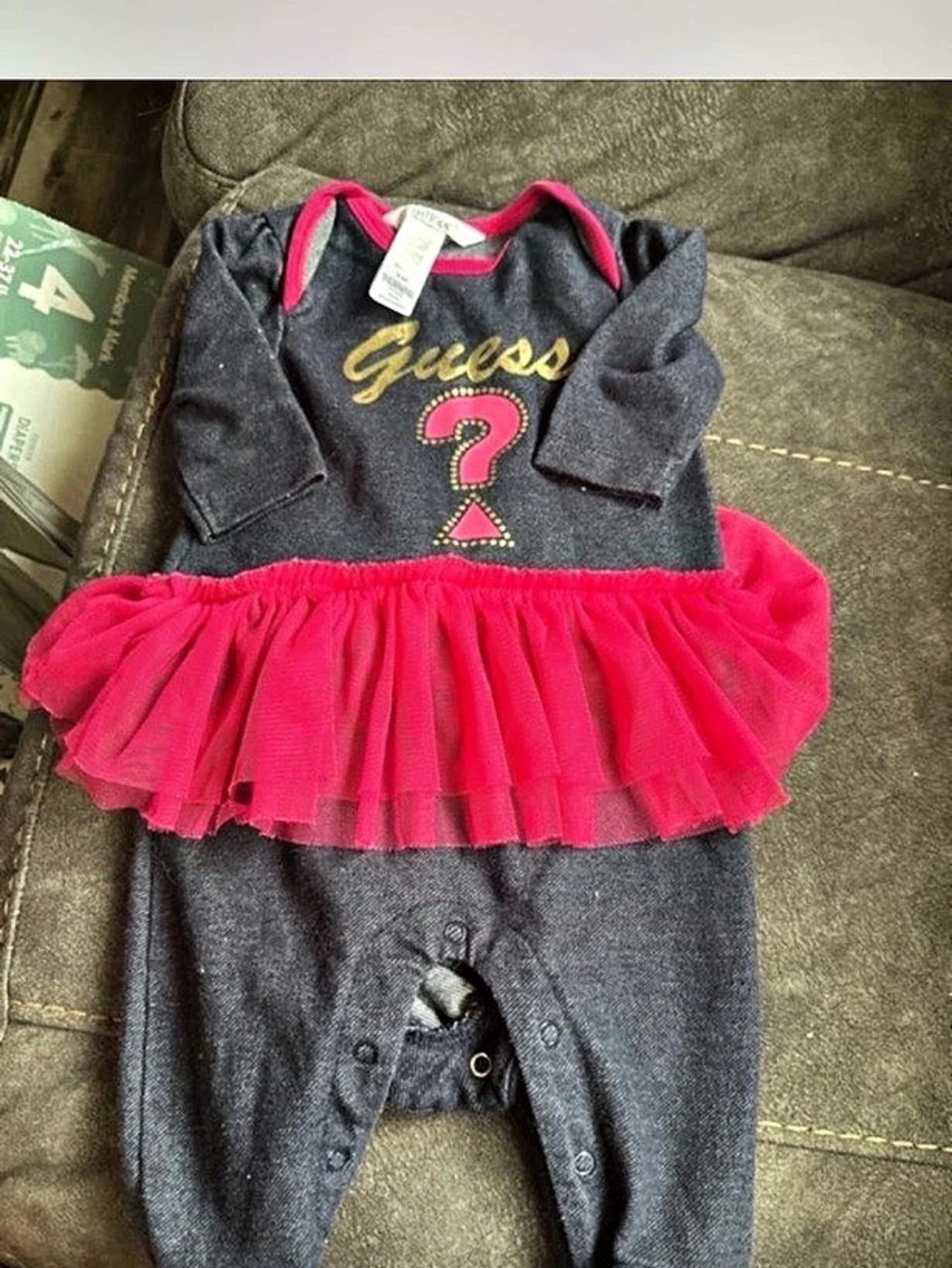 Guess Baby Romper Pink & Gray Size 0-3M Like New